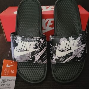 Nike WMNS Benassi JDI Print Black Summit White Size 10